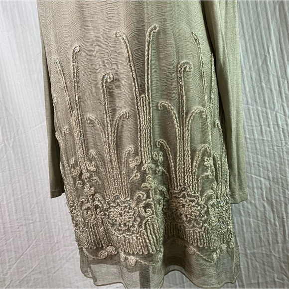 Soft Surroundings NWT sz L Silk Beaux Arts Tunic Taupe - Picture 10 of 13